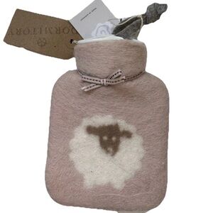 Mini Hot Water bottle.100% merino wool. Made in Germany. Cute Sheep Design. Pink